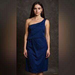 Donna Morgan Elegant One-Shoulder Blue Dress